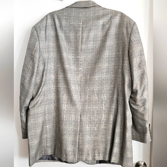 Pronto Moda Mens 52R Sport Coat/Blazer Black/White Plaid Silk/Wool/Cashm… - Picture 2 of 16